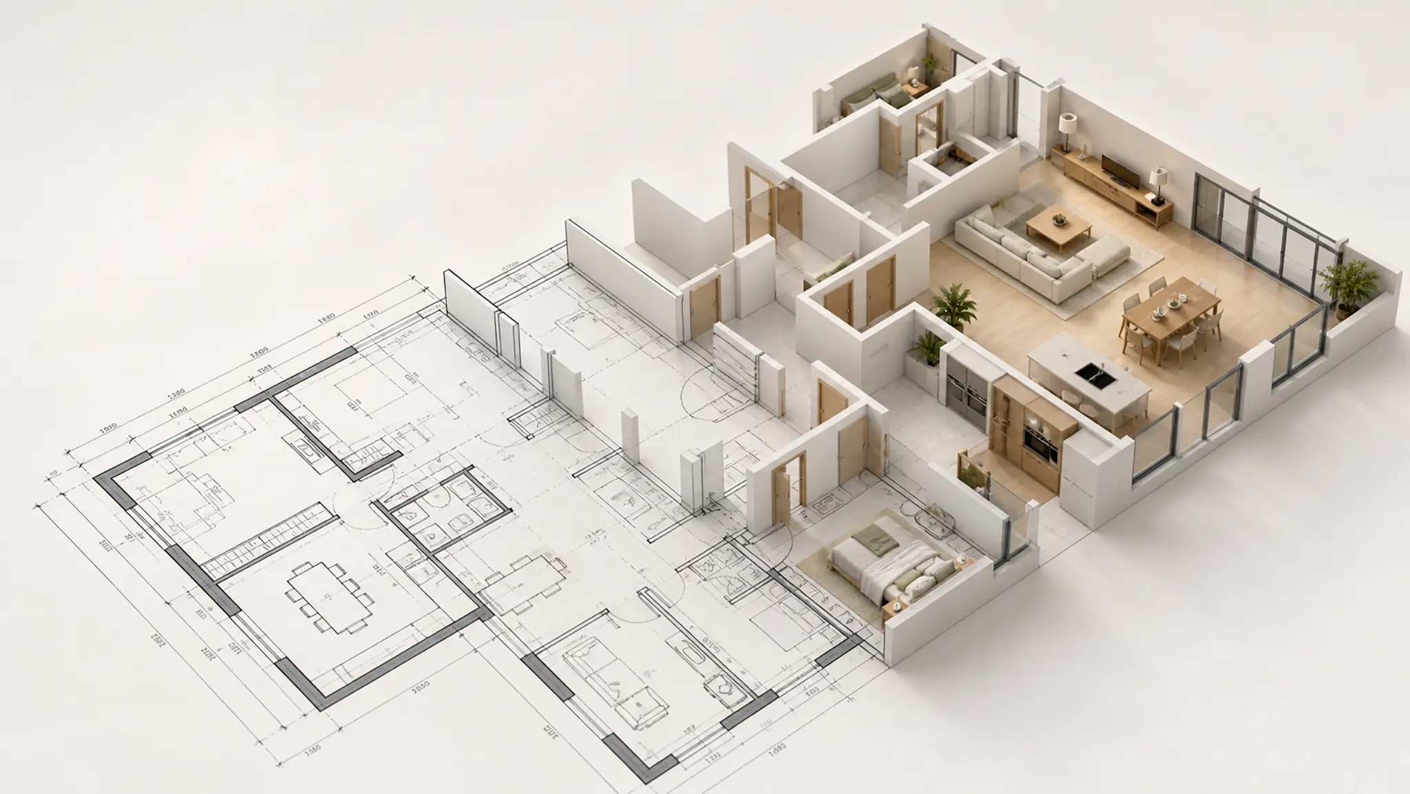 Interior utilizado como referencia para planos inmobiliarios 2D y 3D