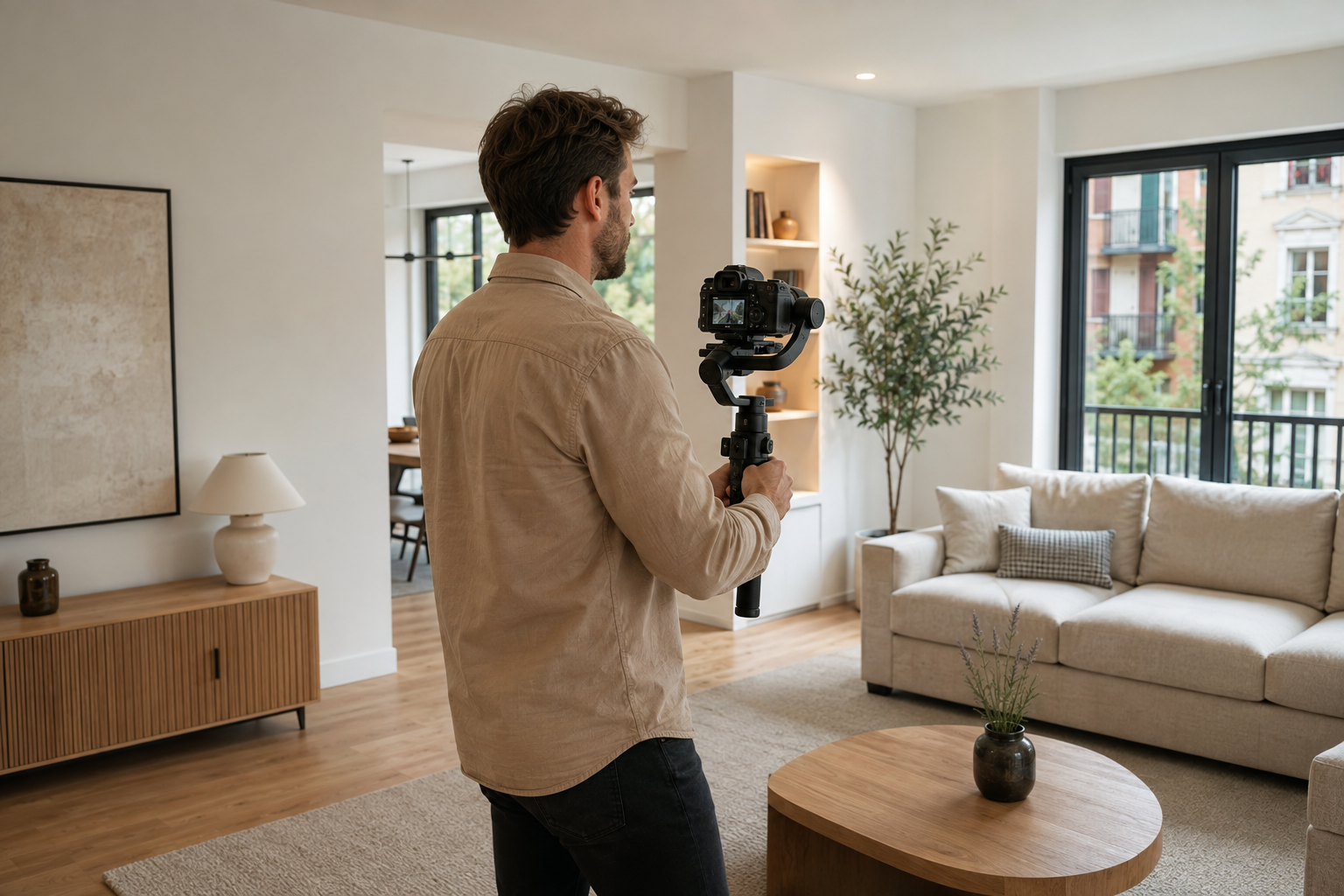 Interior de una vivienda mostrado mediante vídeo inmobiliario